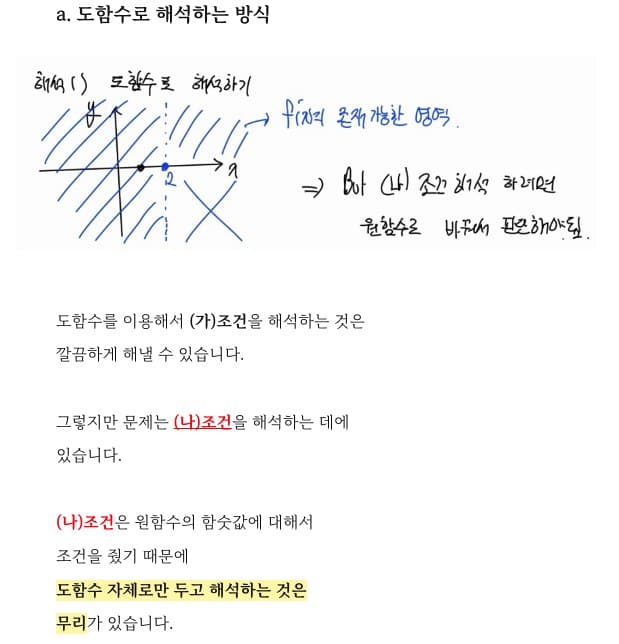 도함수로 해석하는 방식 — 손글씨 풀이 노트